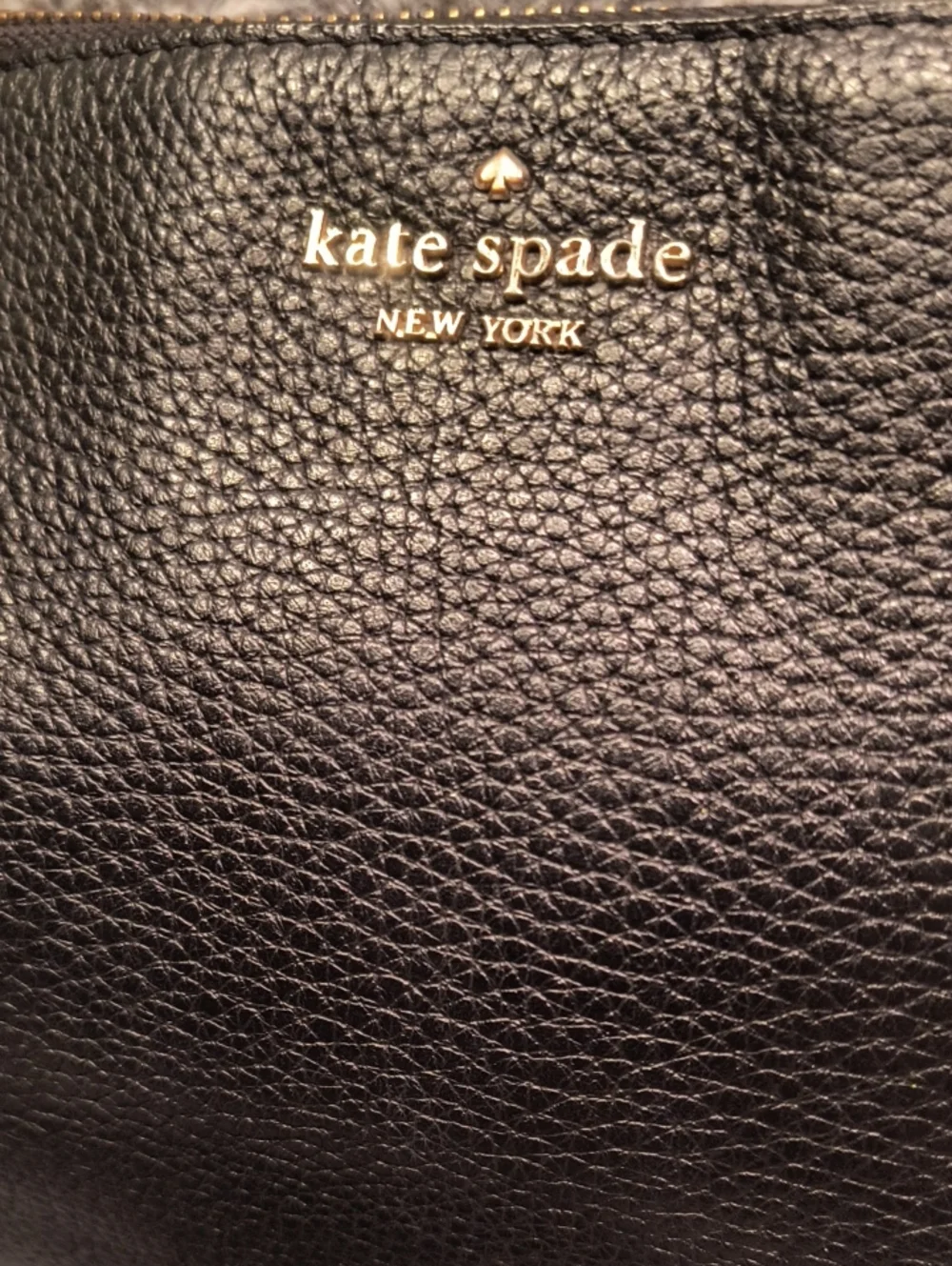 kate spade Black Pebbled Leather Slim Crossbody with Gold Details